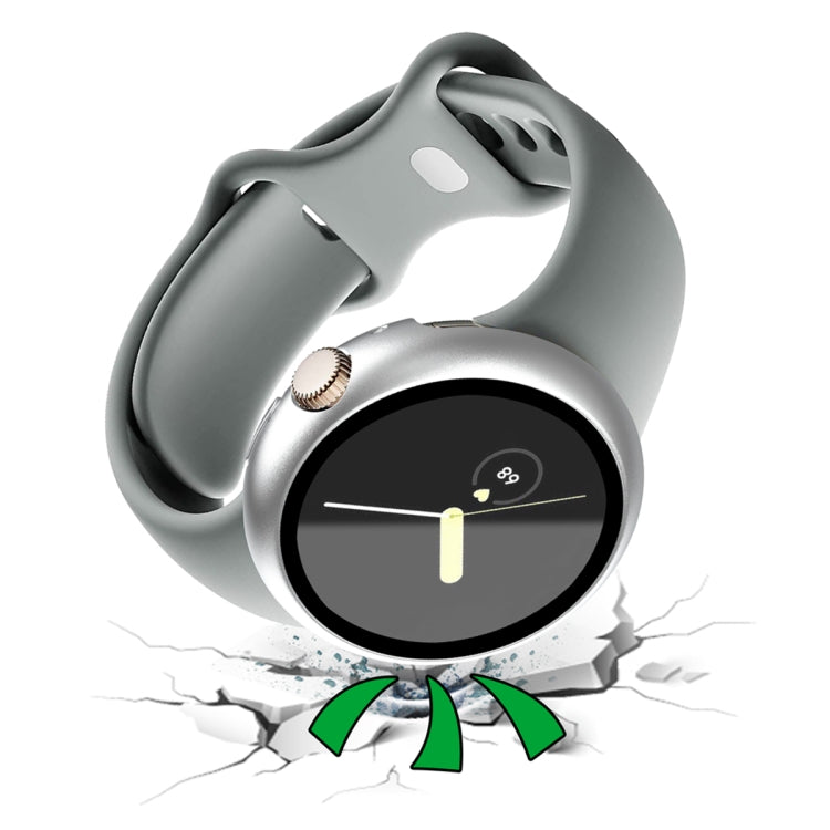 For Google Pixel Watch Frosted PC Frame Tempered Film Integrated Watch Protective Case(Silver) by bashfashion