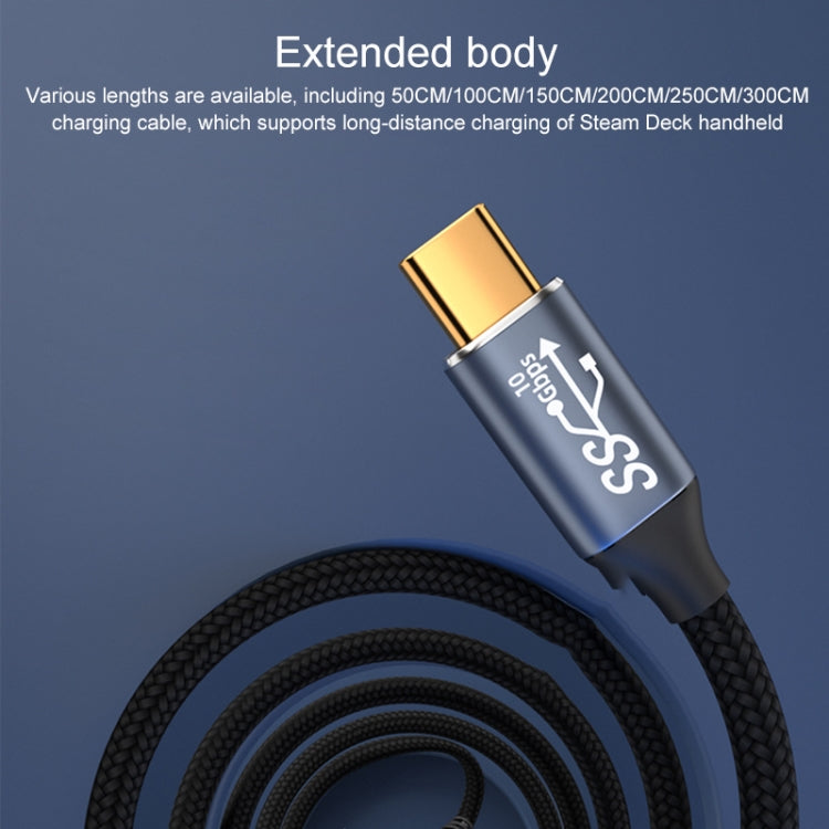 For Steam Deck Gen 100W USB-C/Type-C Male to USB-C/Type-C Female Stereo Curved Extension Cable, Length:3m by bashfashion
