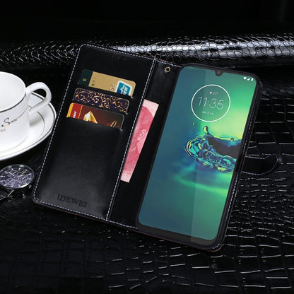 For Motorola Moto G8 Plus idewei Crocodile Texture Horizontal Flip Leather Case with Holder & Card Slots & Wallet(Black) by idewei