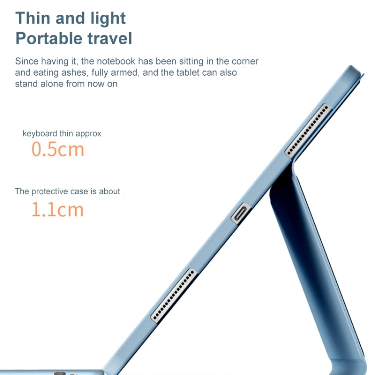 For Lenovo Tab M10 Plus 10.6 3rd Gen 2022 YM-LX106 Round Key Detachable Bluetooth Tablet Keyboard Leather Case with Mouse(Blue) by bashfashion