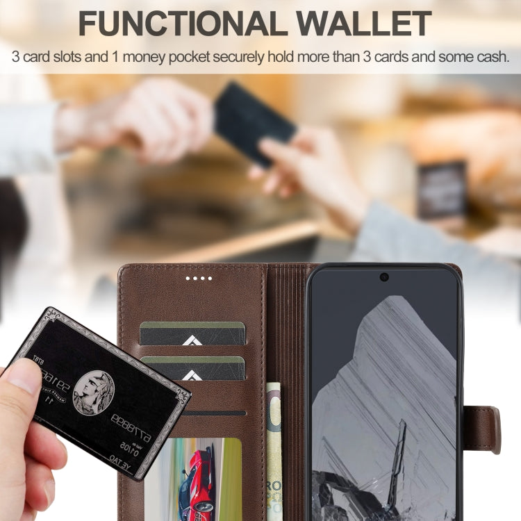 For Google Pixel 9 Pro XL LC.IMEEKE Calf Texture Flip Leather Phone Case(Brown) by LC.IMEEKE