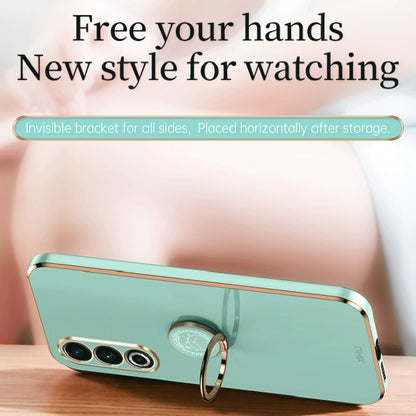 For Meizu 20 5G XINLI Straight Edge 6D Electroplate TPU Phone Case with Ring Holder(Mint Green) by XINLI
