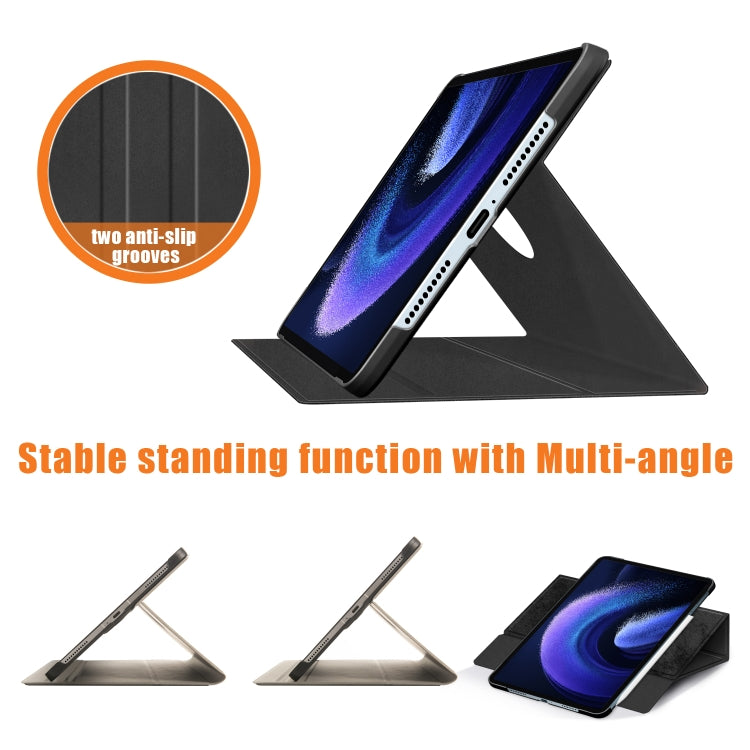 For Xiaomi Pad 6 / 6 Pro 360 Rotation Stand Smart Leather Tablet Case(Black) by bashfashion