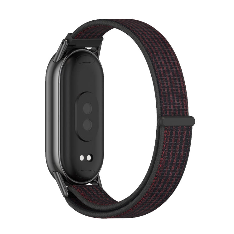 For Xiaomi Smart Band 10 / 9 / 8 Mijobs Breathable Nylon Loop Watch Band(Black Red) by MIJOBS