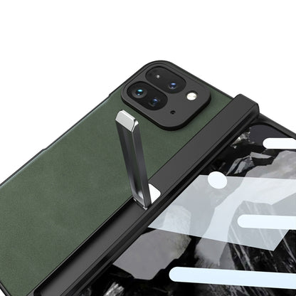 For Google Pixel 9 Pro Fold GKK Integrated Frosted Fold Hinge Leather Phone Case with Holder(Black) by GKK