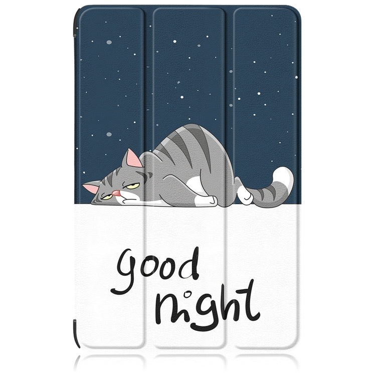 For Samsung Galaxy Tab S9+ Custer Painted 3-Fold Holder Smart Leather Tablet Case(Lazy Cat) by bashfashion