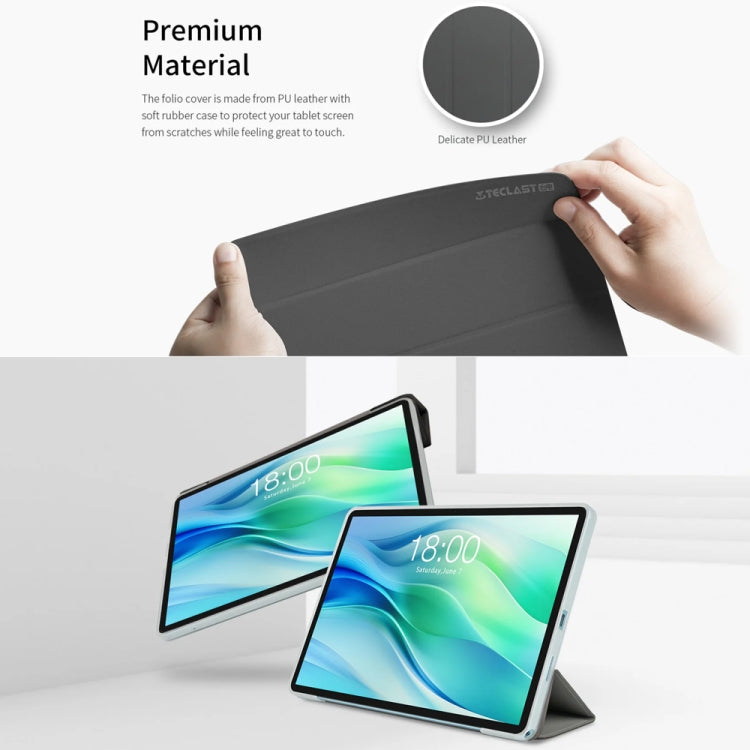 For Teclast P50 3-Fold Holder Folio Leather Tablet Smart Case(Grey) by TECLAST