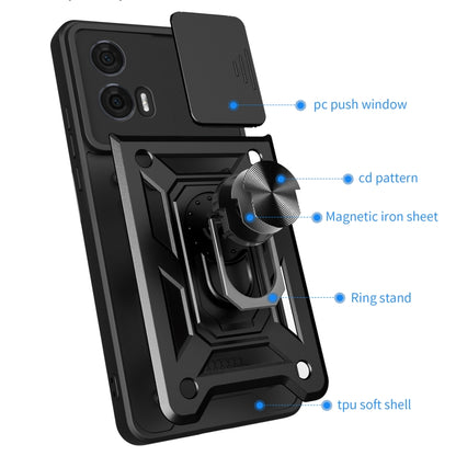 For Motorola Edge 50 Fusion Sliding Camera Cover Design TPU+PC Phone Case(Black) by bashfashion