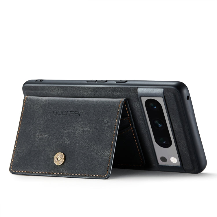 For Google Pixel 8 Pro JEEHOOD Retro Magnetic Detachable Wallet Phone Case(Black) by JEEHOOD