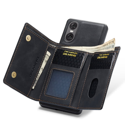 For Sony Xperia 10 VI DG.MING M1 Series 3-Fold Multi Card Wallet + Magnetic Phone Case(Black) by DG.MING