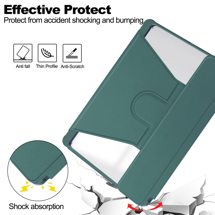 For Samsung Galaxy Tab S9+ 360 Rotation Transparent Smart Leather Case(Dark Green) by bashfashion