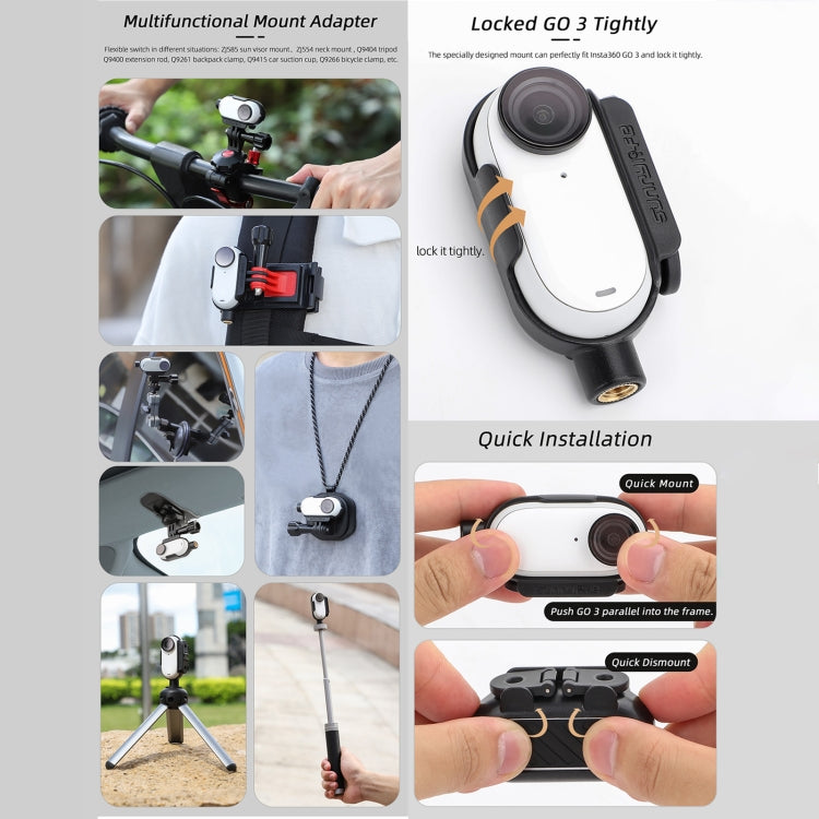 For Insta360 Go 3 Sunnylife IST-BK592 Mount Adapter Protective Frame Cage Mounting Brackets Housing Case(Black) by Sunnylife