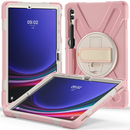 For Samsung Galaxy Tab S9+ / S8+ Rotatable Kickstand Grip Heavy Duty Hard Rugged Tablet Case(Pink) by bashfashion