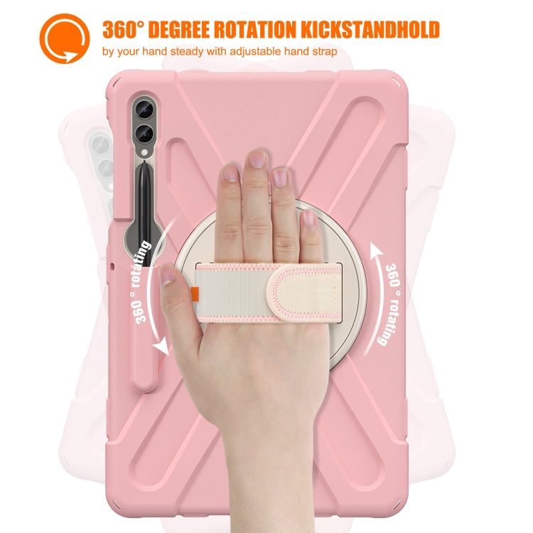 For Samsung Galaxy Tab S9+ / S8+ Rotatable Kickstand Grip Heavy Duty Hard Rugged Tablet Case(Pink) by bashfashion