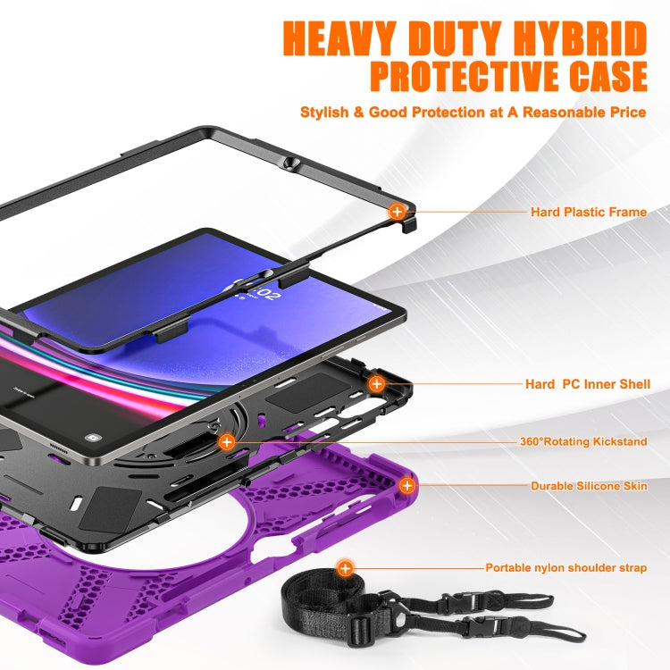 For Samsung Galaxy Tab S9+ / S8+ Rotatable Kickstand Grip Heavy Duty Hard Rugged Tablet Case(Purple) by bashfashion