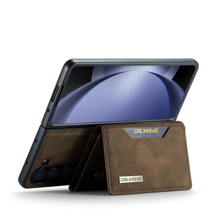 For Samsung Galaxy Z Fold5 DG.MING M2 Series 3-Fold Multi Card Bag + Magnetic Phone Case(Coffee) by DG.MING