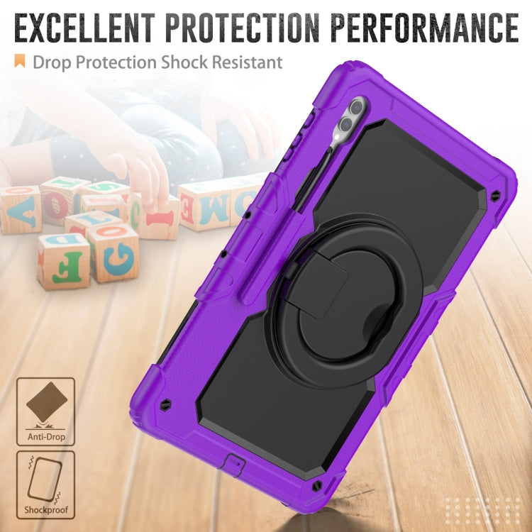 For Samsung Galaxy Tab S10 Ultra D Type Silicone Hybrid PC Tablet Case with Handle Holder(Purple) by bashfashion