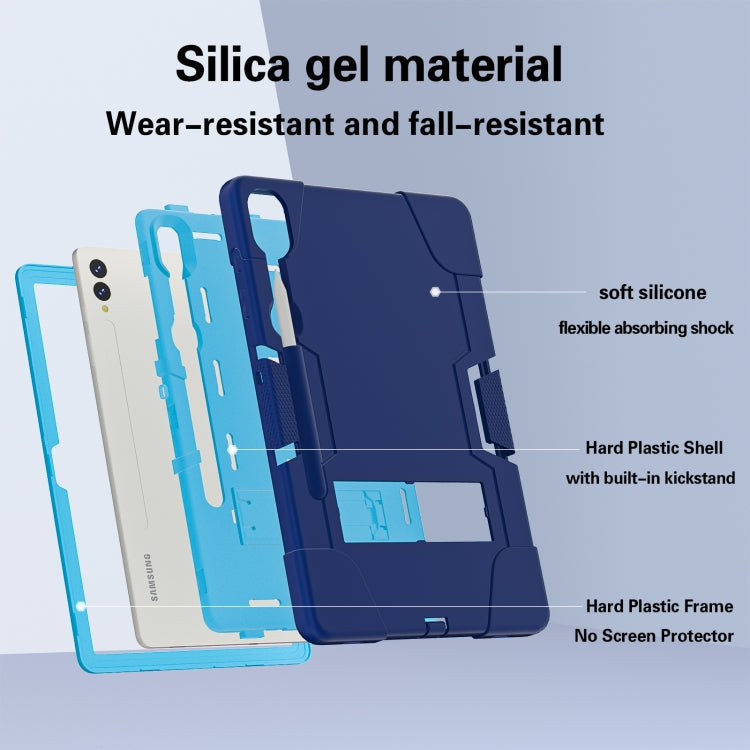 For Samsung Galaxy Tab S9+ Contrast Color Silicone PC Tablet Case with Holder(Navy Blue + Blue) by bashfashion