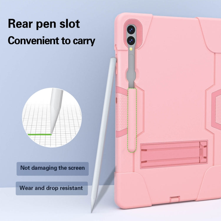 For Samsung Galaxy Tab S9+ Contrast Color Silicone PC Tablet Case with Holder(Rose Gold) by bashfashion