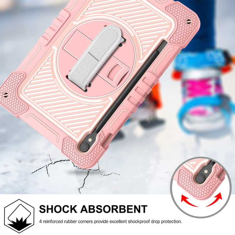 For Samsung Galaxy Tab S9 360 Degree Rotation PC Contrast Silicone Tablet Case(Rose Gold) by bashfashion
