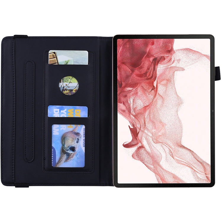 For Samsung Galaxy Tab S11 / S10 / S9 FE Calf Texture Embossed Leather Tablet Case(Black) by bashfashion