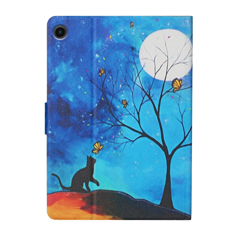 For Samsung Galaxy Tab A11+ / A9+ Colored Drawing Pattern Horizontal Flip PU Tablet Case with Sleep / Wake-up Function(Moonlight Cat) by bashfashion