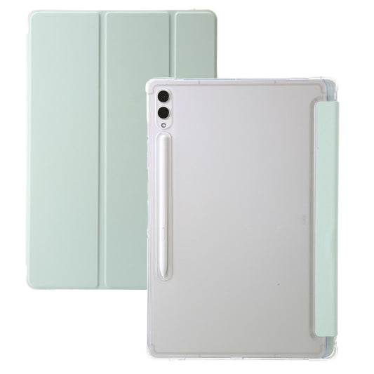 For Samsung Galaxy Tab S10 Ultra 3-Fold Clear Acrylic Leather Tablet Case(Green) by bashfashion