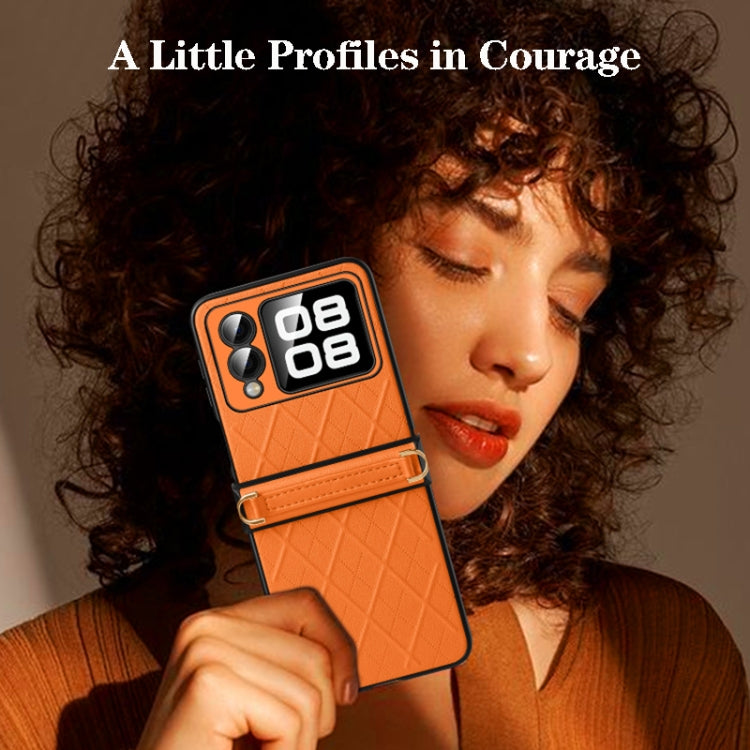 For Huawei nova Flip SULADA Elegant Rhombic Texture Folding Phone Case with Lanyard(White) by SULADA