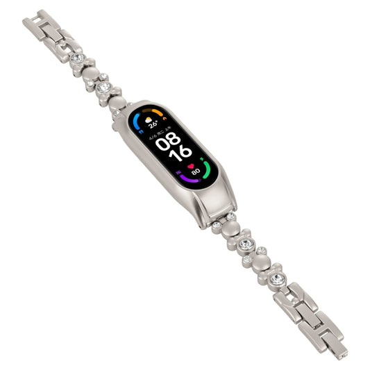For Xiaomi Mi Band 6 / 5 Cute Bear Diamond Metal Watch Band(Starlight Color) by bashfashion