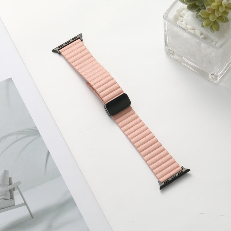For Apple Watch Series 5 40mm Water Ripple Magnetic Folding Buckle Watch Band, Style: Bold Version(Pink) by bashfashion