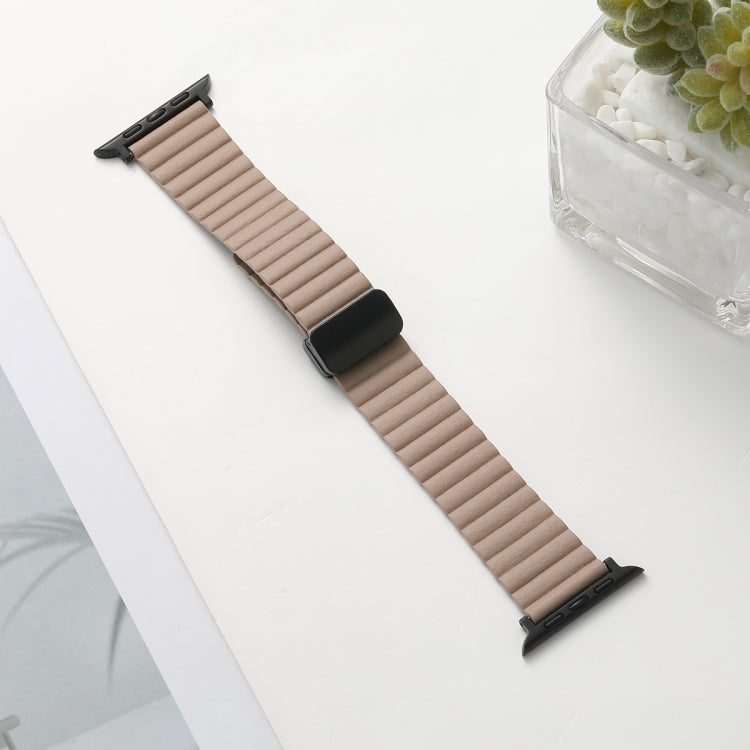 For Apple Watch 38mm Water Ripple Magnetic Folding Buckle Watch Band, Style: Bold Version(Khaki) by bashfashion