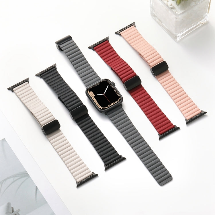 For Apple Watch 38mm Water Ripple Magnetic Folding Buckle Watch Band, Style: Bold Version(Black) by bashfashion