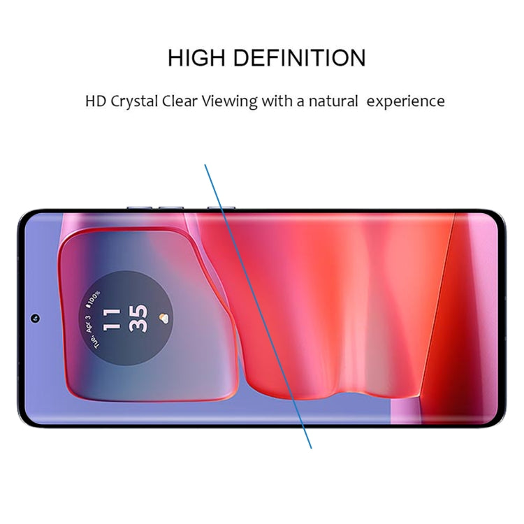 For Motorola Edge 50 Pro Edge Glue 9H HD 3D Curved Edge Tempered Glass Film(Black) by bashfashion