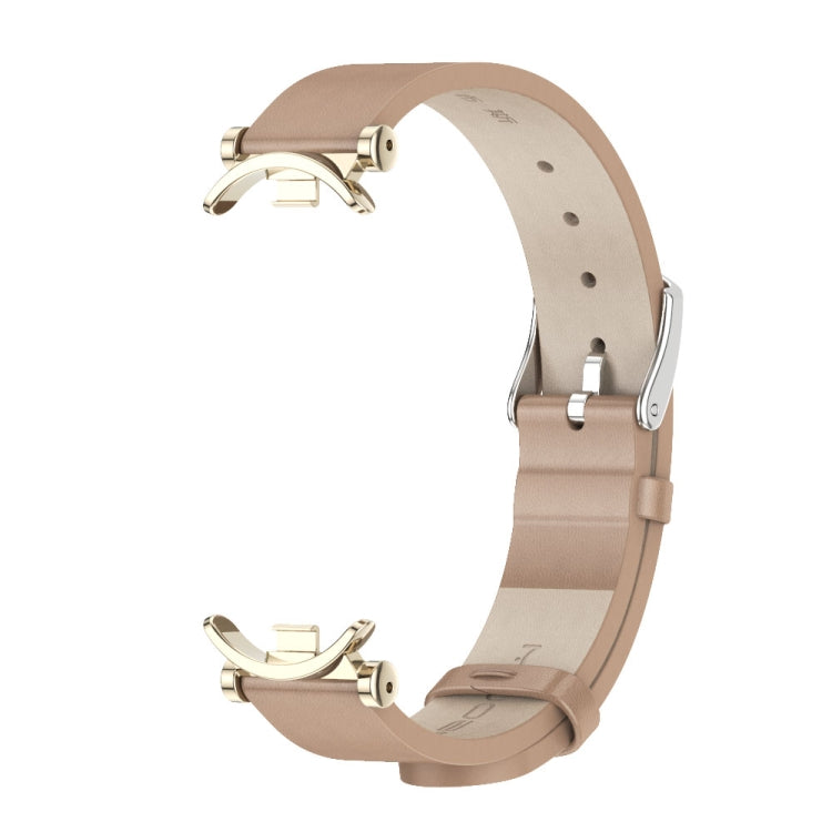 For Xiaomi Smart Band 10 / 9 / 8 Mijobs GT4 First Layer Cowhide Watch Band(Apricot Light Gold) by MIJOBS
