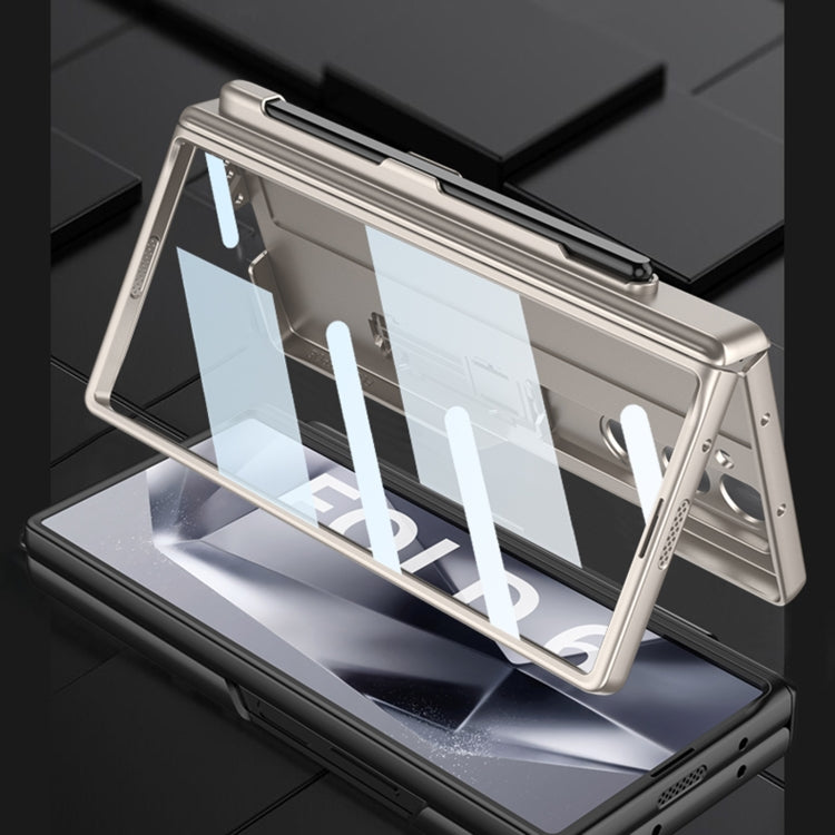 For Samsung Galaxy Z Fold6 GKK Integrated Full Coverage Magnetic Fold Phone Case with Pen Slot, Not Included Pen(Grey) by GKK