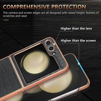 For Samsung Galaxy Z Flip5 AZNS Electroplated Frame Crocodile Texture Full Coverage Phone Case(Blue) by AZNS