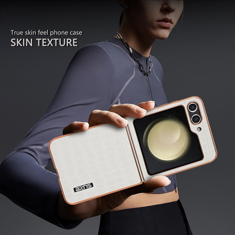 For Samsung Galaxy Z Flip6 / 7 FE AZNS Electroplated Frame Crocodile Texture Full Coverage Phone Case(Black) by AZNS