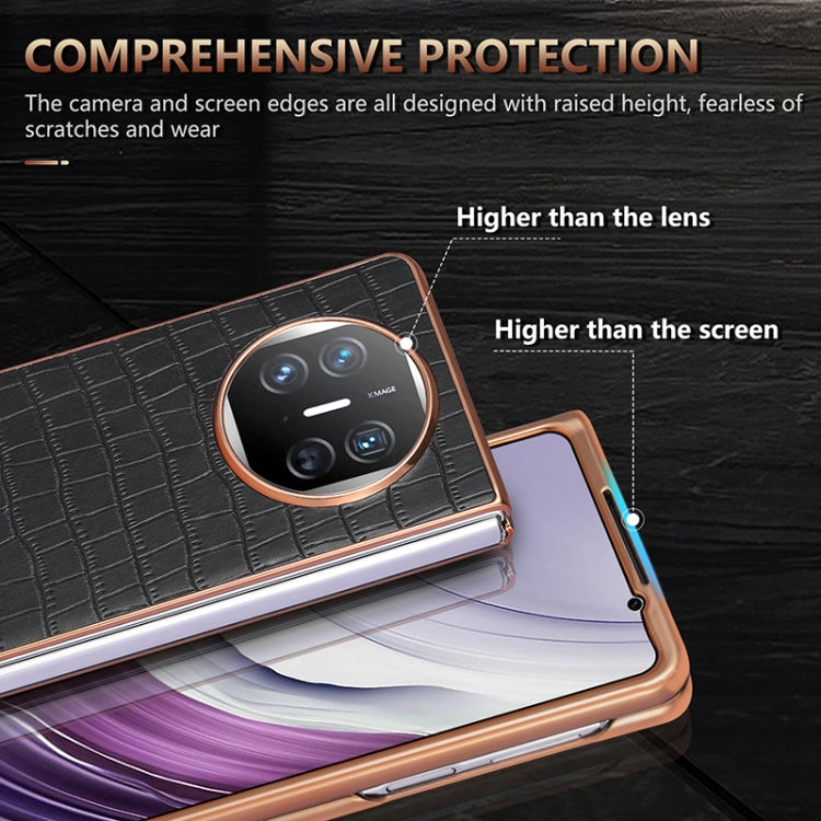 For Huawei Mate X3 / X5 AZNS Electroplated Frame Crocodile Texture Full Coverage Phone Case(Black) by AZNS