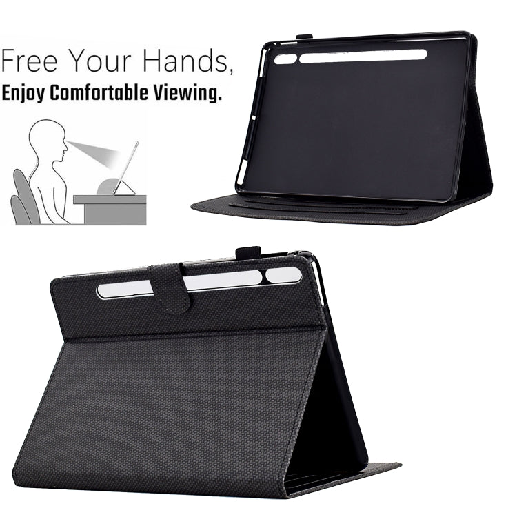 For Samsung Galaxy Tab S9 / S9 FE Solid Color Fiber Texture Smart Tablet Leather Case(Black) by bashfashion