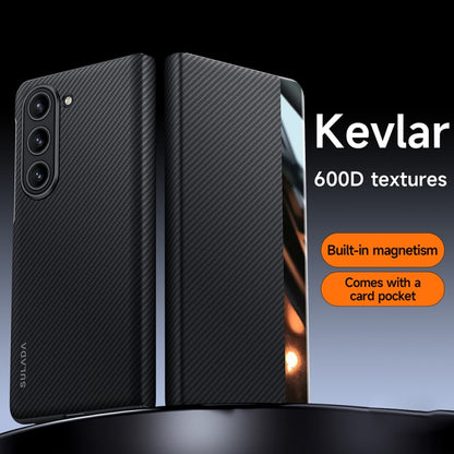 For Samsung Galaxy Z Fold6 SULADA Kevlar 600D Texture Smart Window Leather Phone Case(Black) by SULADA