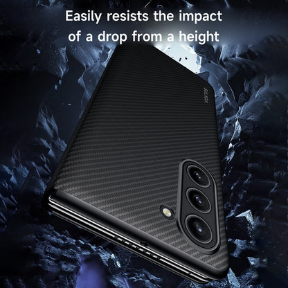 For Samsung Galaxy Z Fold6 SULADA Kevlar 600D Texture Smart Window Leather Phone Case(Black) by SULADA