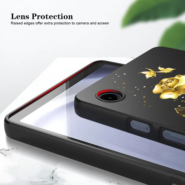 For Samsung Galaxy Tab S9+ / S9 FE+ Color Painting Pattern Smart Tablet TPU Case(Golden Rose) by bashfashion