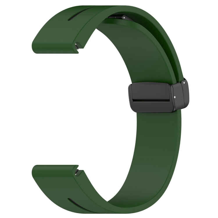 For Garmin Fenix 7X Two Color Magnetic Folding Black Buckle Silicone Watch Band(Army Green Black) by bashfashion