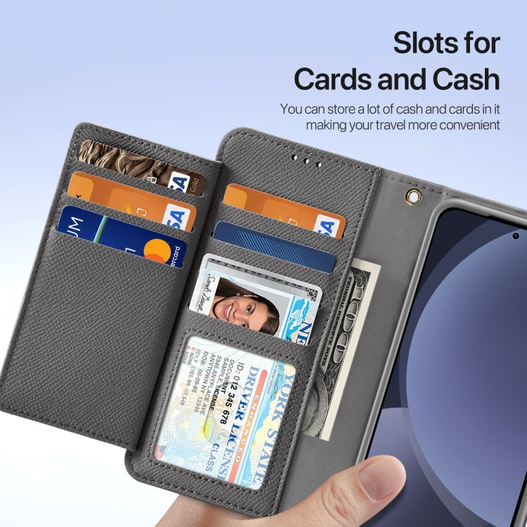 For Samsung Galaxy S25 5G DUX DUCIS Lawa Series 2 in 1 Wallet Zipper Detachable MagSafe Phone Case with Lanyard(Grey) by DUX DUCIS