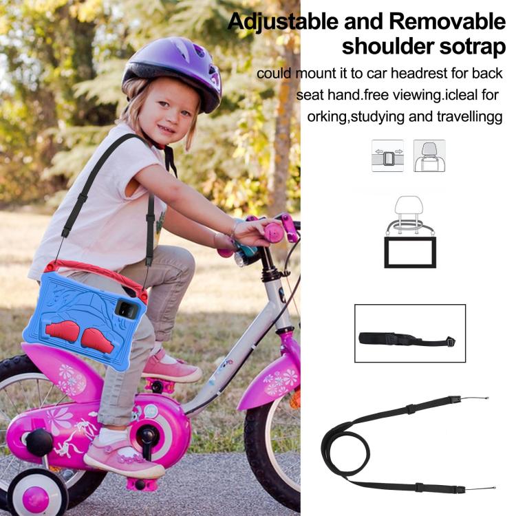 For Samsung Galaxy Tab S9 Boxing Series Kickstand EVA Shockproof Tablet Case with Shoulder Strap(Blue Red) by bashfashion