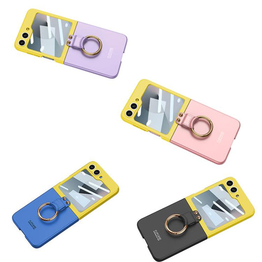 For Samsung Galaxy Z Flip6 / Flip7 FE GKK Integrated Ultra-thin Contrast Color Phone Case with Ring Holder(Black) by GKK