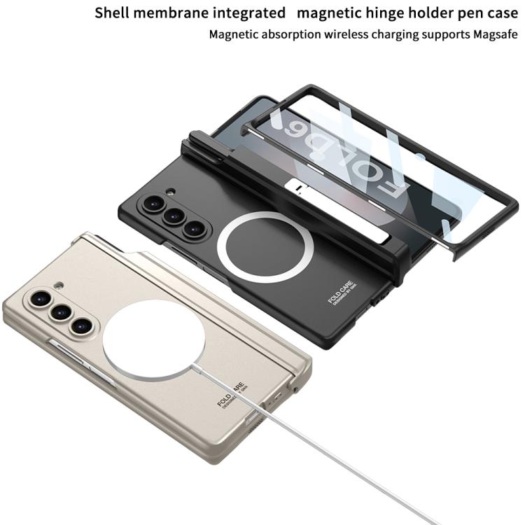 For Samsung Galaxy Z Fold6 GKK Integrated MagSafe Folding Phone Case with Pen Box, Not Included Pen(Mountain Gray) by GKK