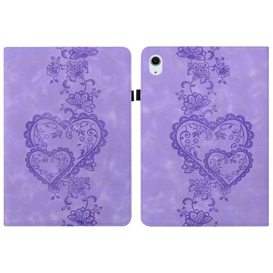 For Samsung Galaxy Tab S10 / S9 / S8 Love Hearts Embossed Leather Tablet Case(Purple) by bashfashion