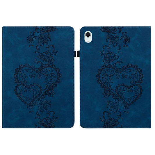 For Samsung Galaxy Tab S10 / S9 / S8 Love Hearts Embossed Leather Tablet Case(Dark Blue) by bashfashion