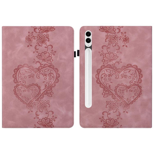 For Samsung Galaxy Tab S10+ / S9+ / S8+ Love Hearts Embossed Leather Tablet Case(Pink) by bashfashion